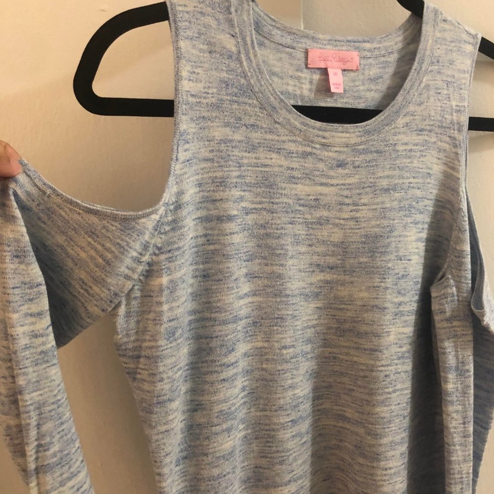 Lilly Pulitzer Lyon sweater Lapis Blue Space dye - Picture 11 of 12